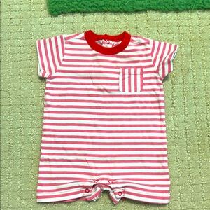 Primary Pink and White Striped Romper